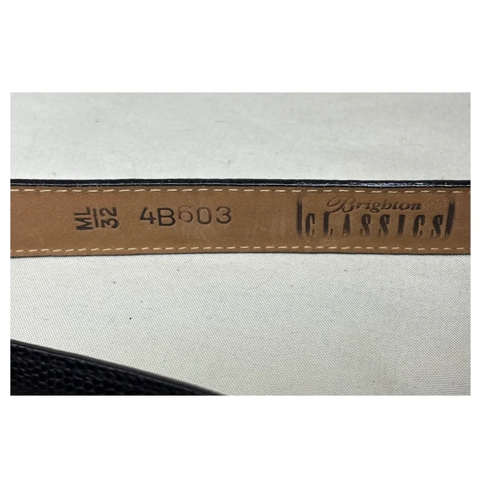 Brighton Classics Black Lizard Embossed‎ Leather Belt Gold Tone Buckle ML 32